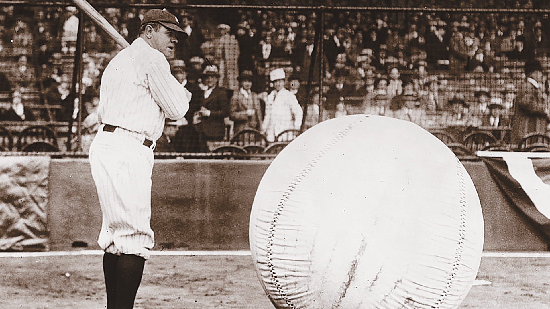 Historic photo of Babe Ruth before his first professional home run in Toronto