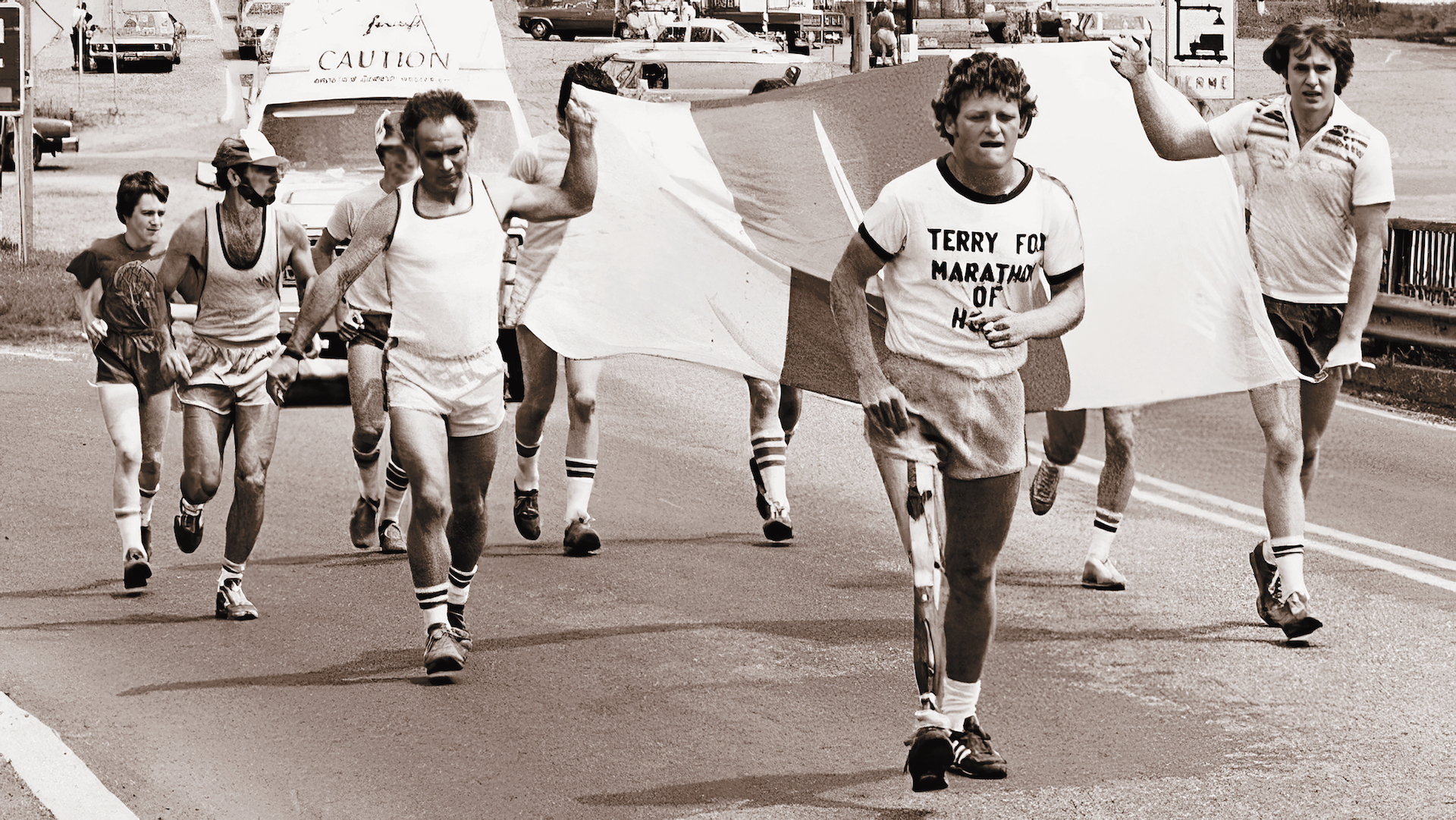Historic photo of the first Terry Fox run