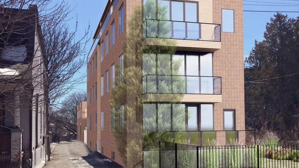 Earlier rendering of proposed small development at 91 Barton Ave.