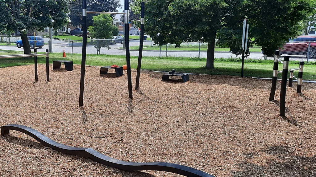 Outdoor fitness equipment at a Toronto park