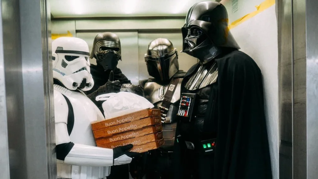 A group of Toronto Star Wars fans in costume on a movie night