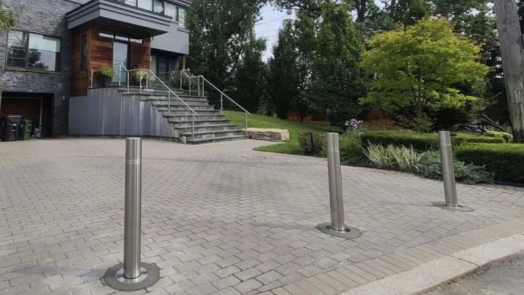 bollards in driveway of residential home in Toronto