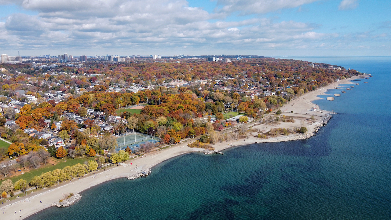 The Beach neighbourhood, aerial view, Toronto