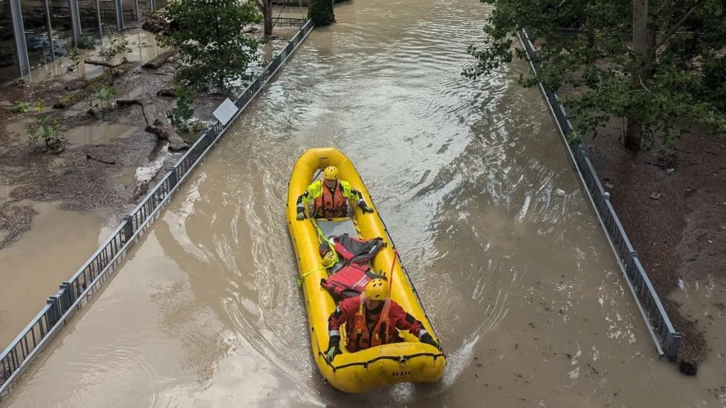 Flooding at Evergreen Brick Works in Toronto