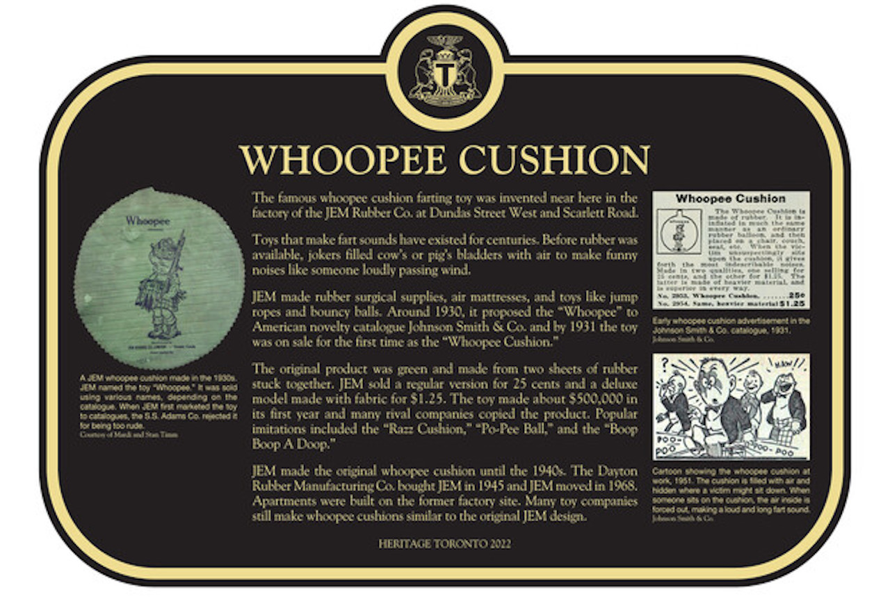 Heritage Toronto Whoopee Cushion plaque design (Photo: Heritage Toronto)